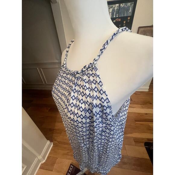 GAP NWT HALTER TOP BLUE GEOMETRIC DESIGN LIGHTWEIGHT WOMENS SIZE LARGE - Picture 5 of 9